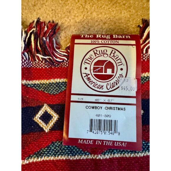 Cowboy Christmas Southwest Design Throw NWT - Picture 5 of 7